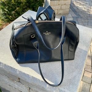 Kate Spade Black Leather Medium Size Pink Lining Shoulder Bag 10 x 13 x 5